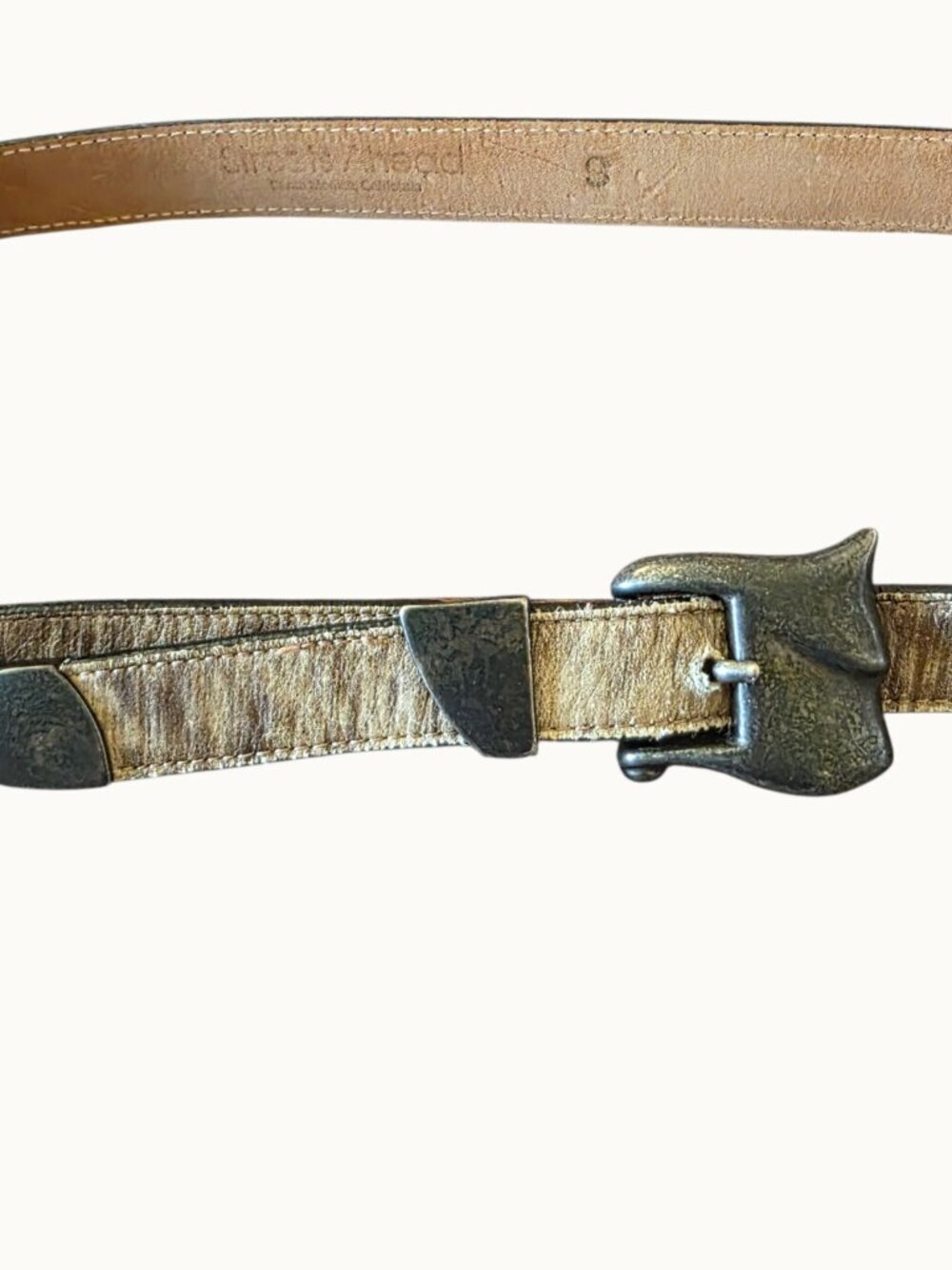 Streets Ahead Belt S Leather Distressed Boho Western Buckle Santa Monica USA - Picture 10 of 16